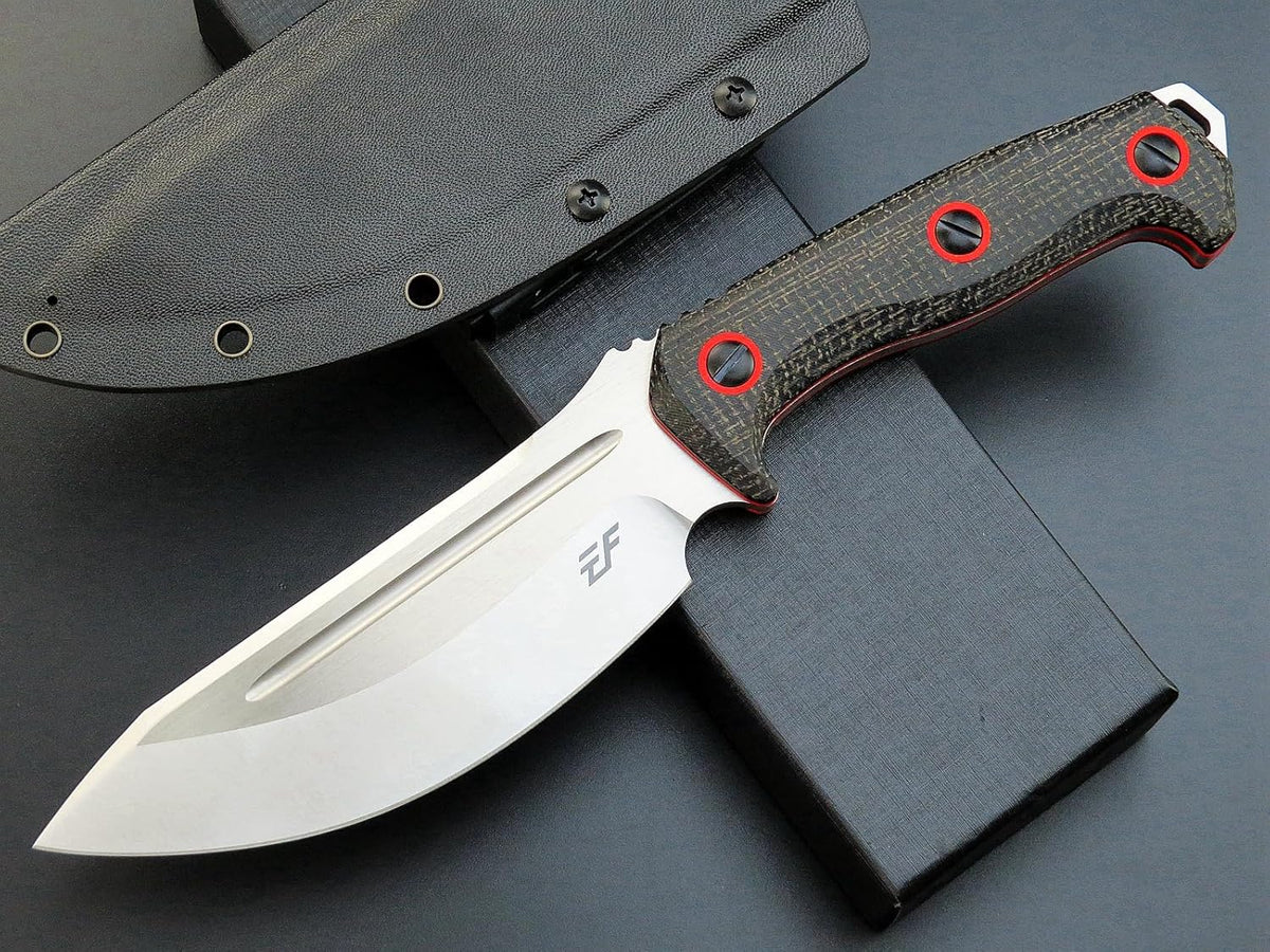 Eafengrow EF137 Fixed Blade Knife, N690 Steel Blade,Micarta Handle Full Tang EDC Fixed Knifes for Outdoor Activities Working Camping