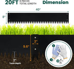 Metal Landscape Edging Galvanized Steel Edging Metal Garden Edging Border 40 Inch Strips 8 Inch Depth Black Steel Landscaping Edge 6-Pack for Lawn Yard Pathway 20 Ft Total (with 6 Clips)