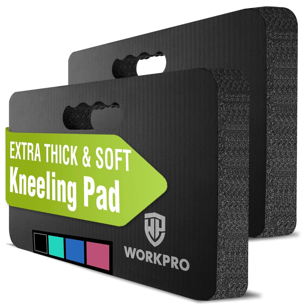 WORKPRO Extra Thick Kneeling Pad, 2-Pack, Soft Foam Cushioning for Knee, Large Foam Kneeler Mat for Gardening, Bathing Baby, Workout Supplies, 17.5 x 11 x 1.5 in, Black