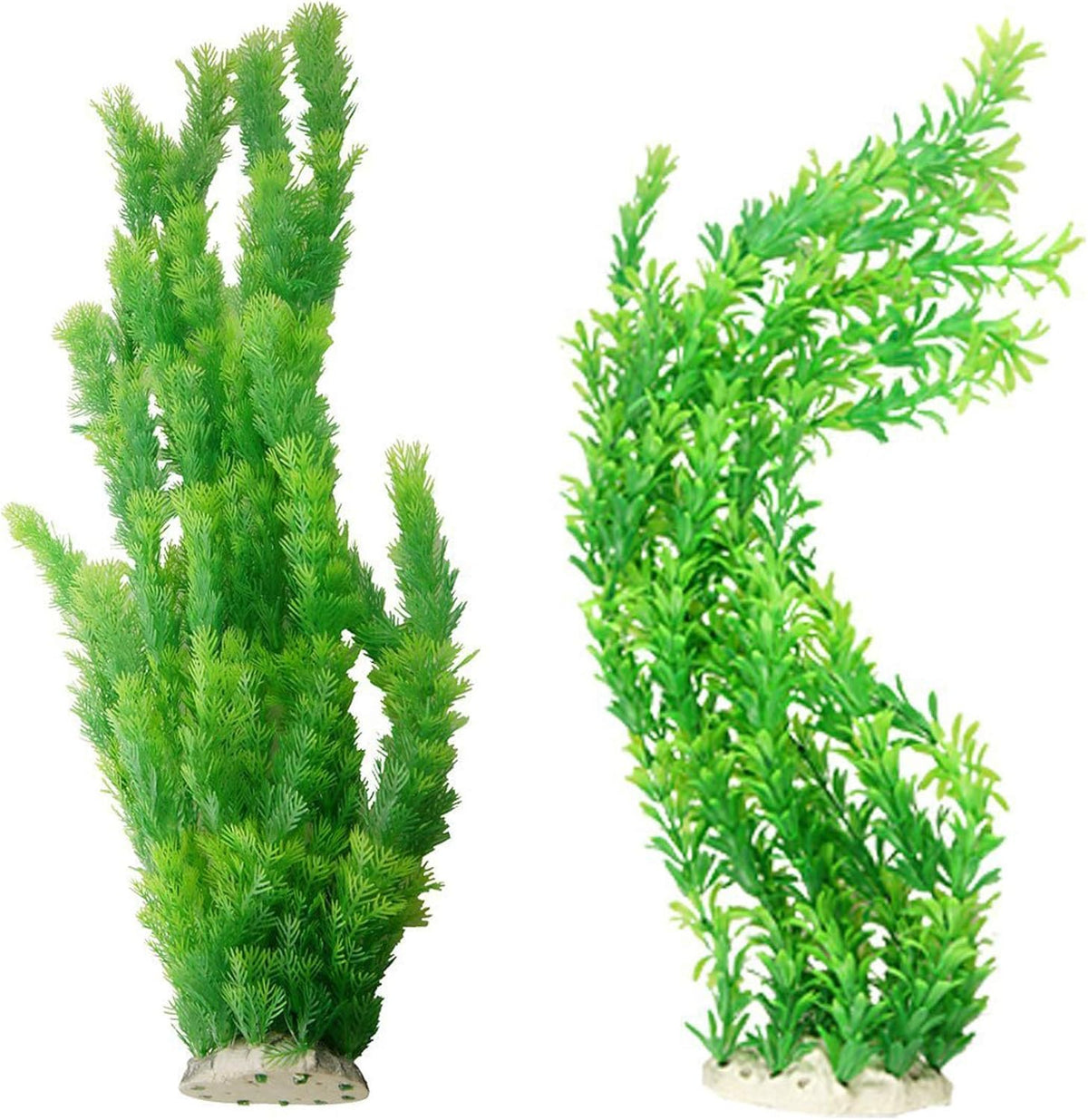 Hamiledyi Aquarium Plants Plastic Decor Fish Tank Green Decorations Plants Ornament Safe for All Fish,Extra Large 23-inch Tall, 2 Pack（Green Style A）
