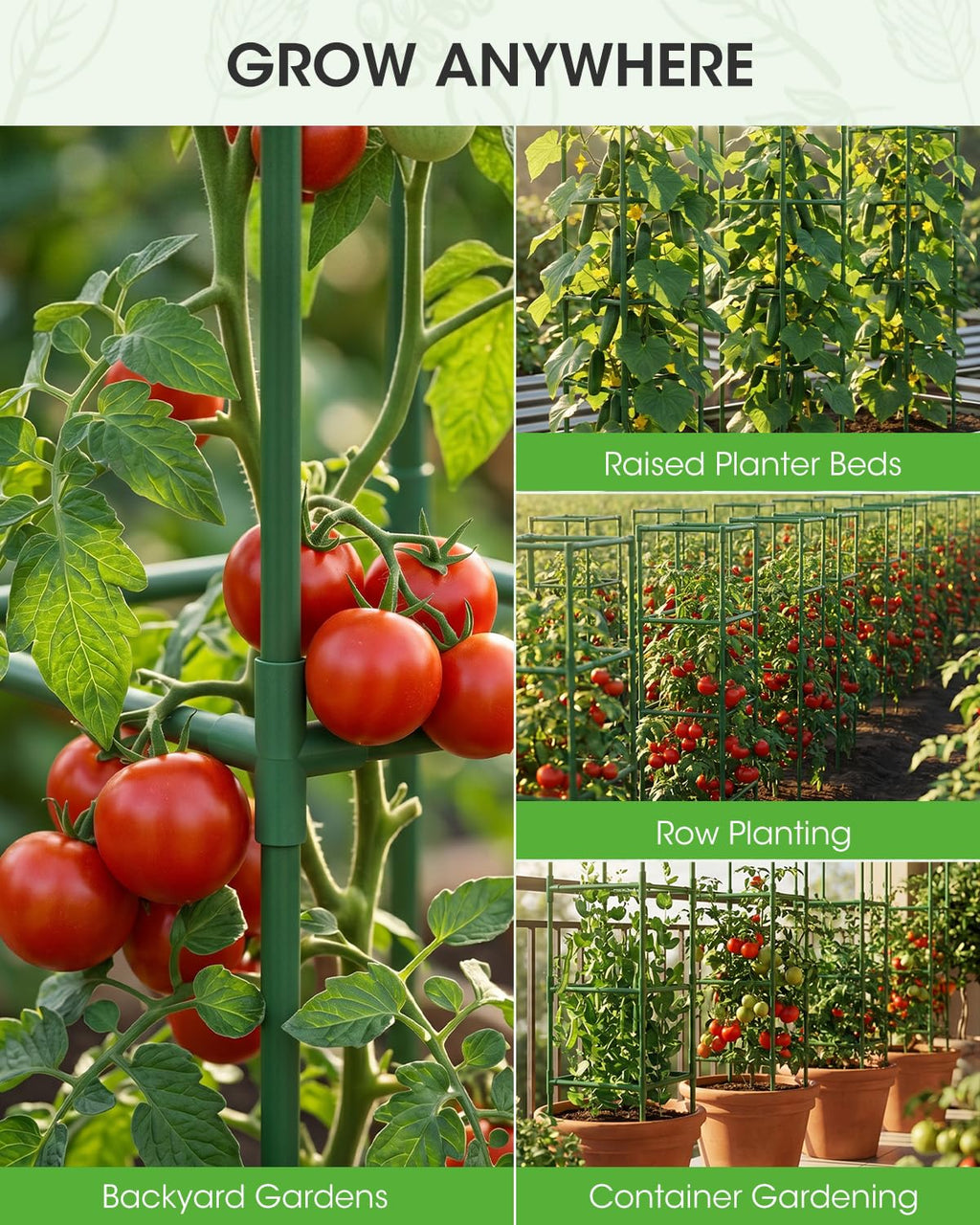 MQHUAYU 3 Pack Tomato Cages,Square Tomato Plant Stakes Support Cages Trellis for Garden Climbing Vegetables Flowers Fruits,Extra Bold