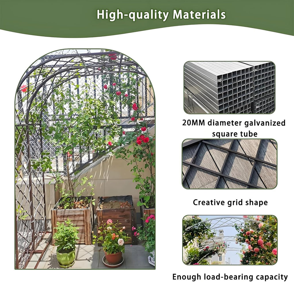 Heavy Duty Garden Arch Trellis, Wide Outdoor Metal Arbor Trellis Arch for Climbing Plants, Sturdy Garden Arbors for Wedding, Ceremony, Party, Lawn Décor Black 55.1''*15.7''*90.6''