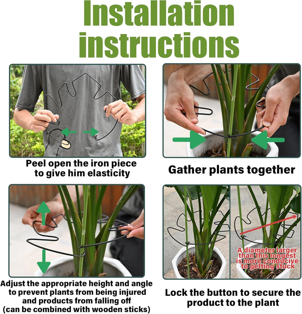 5PCS Monstera Plant Stem Support - 11 * 9.4 Inches, Durable Metal Stake Holder, Adjustable for Indoor Plant Leaf Support. Gentle Clips for Enhanced Stability for Plant Lovers!