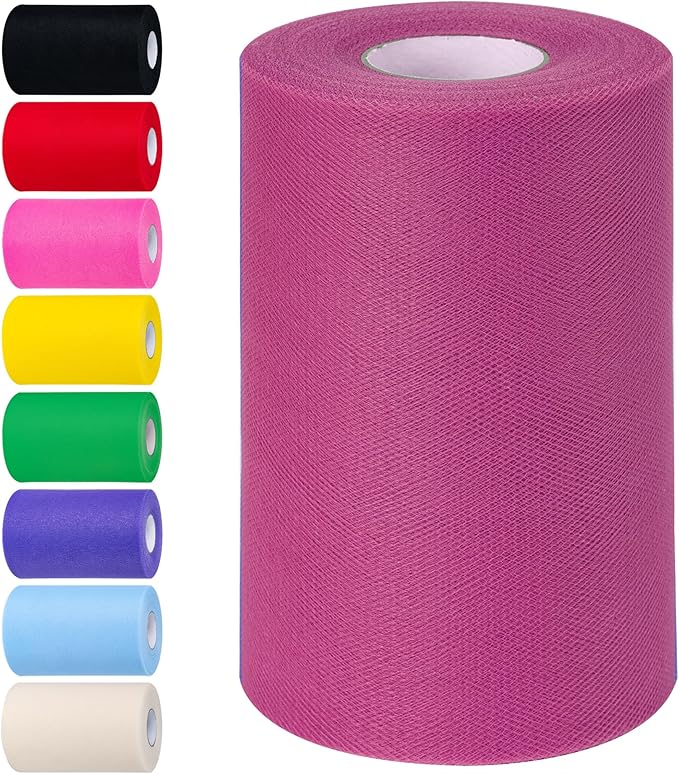 Deep Rose Red Tulle Fabric Rolls 6 Inch by 100 Yards (300 feet) Tulle Roll Spool Fabric for DIY Tutu Skirt Baby Shower Birthday Party Wedding Decorations Christmas Craft Supplies (Deep Rose Red)