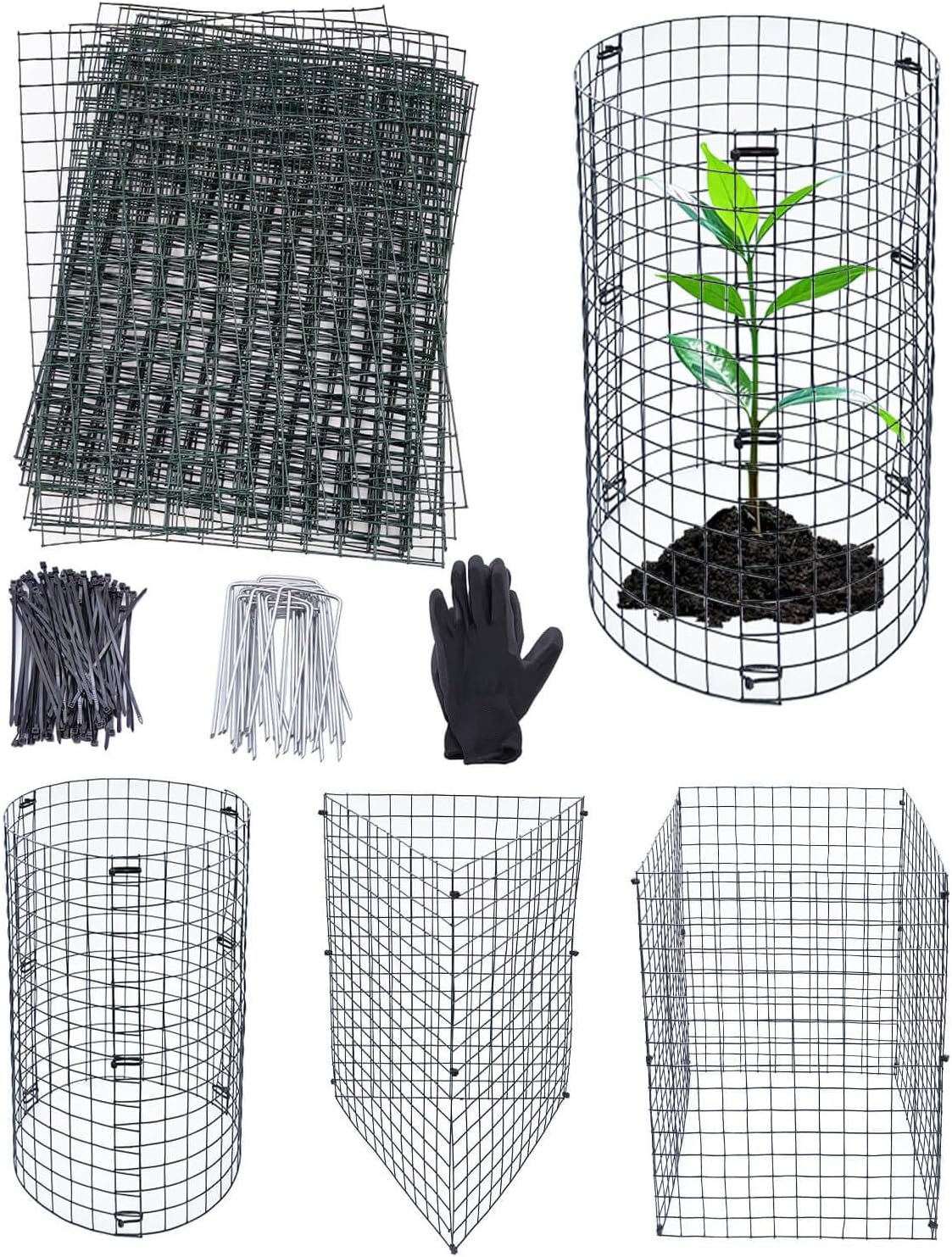24Pcs Plant Protectors from Animals - Plant Cages for Outdoor Plants 11.8"x15.8" Metal Mesh Garden Protector for Flowers, Vegetables, to Stop Rabbits, Chickens and Squirrels