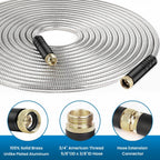 Garden Hose 50FT, Water Hose with 10 Function Nozzle, Garden Hose Metal with Leak-proof Connectors, Kink-Free & Ultra Flexible, Rust/Pet/Puncture Proof for Lawn, Yard, RV, Car Wash, 550PSI