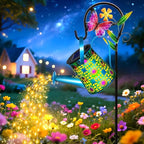 Solar Lights Outdoor Decorative, Blue Metal Solar Watering Can Lights Waterproof, Gifts for Women Mom Mother's Day, Hanging Lantern Decoration Garden Decor Yard Light for Outside Patio Lawn Porch