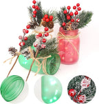 CNVOILA Christmas Centerpiece, Christmas Decor Mason Jars, Mantle Centerpiece Table Decorations, Holiday Table Centerpieces Bulk, Home Mantle Decor, Coffee Table Christmas Decor – 3PC