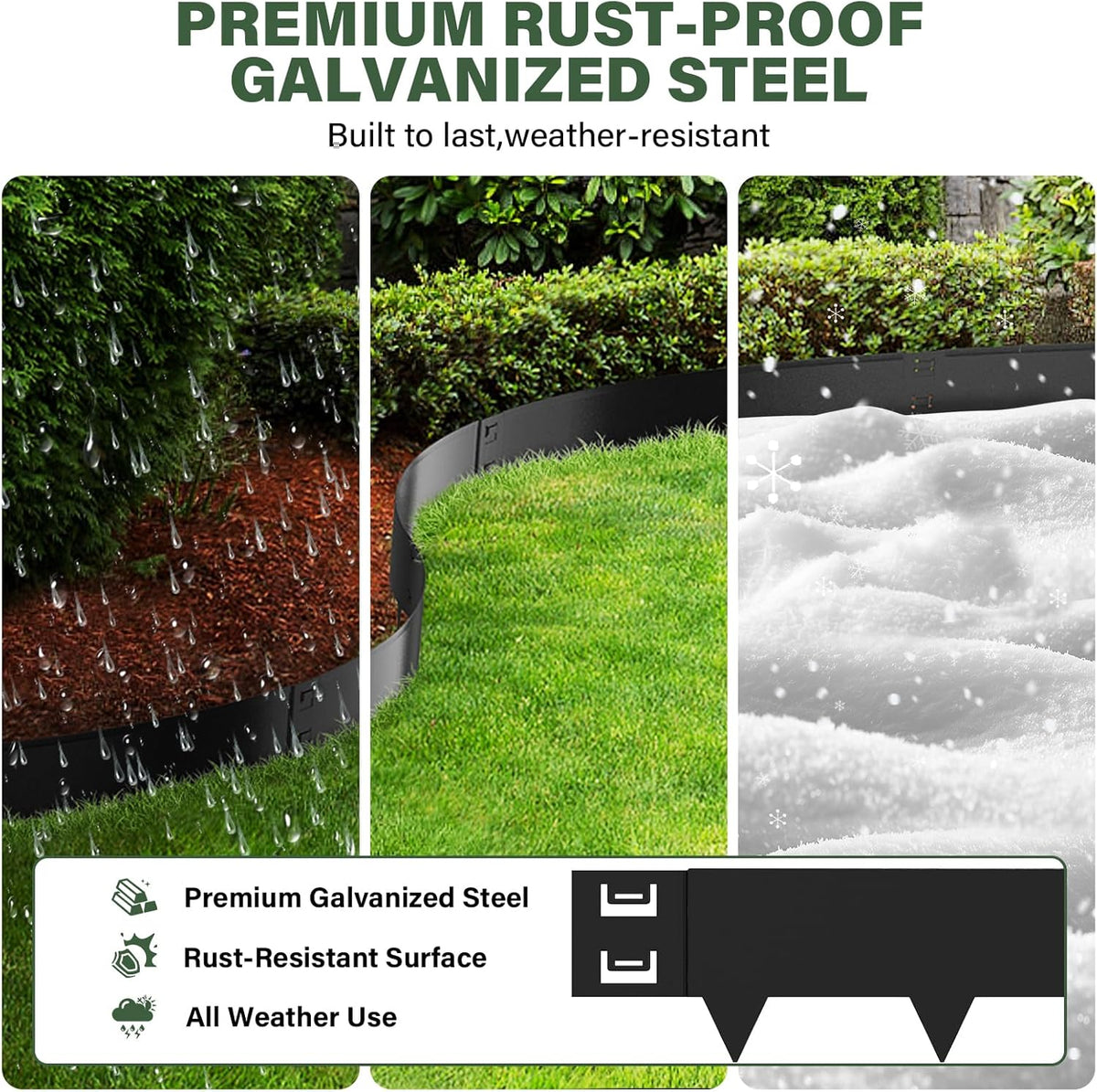 6-Pack Metal Landscape Edging,12 inch Depth 20 ft Total Length,Black Powder Coated Metal Edging for Landscaping,Yard, Garden, Lawn