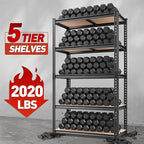 REIBII 2020LBS Storage Shelves 5 Tier Garage Shelving Heavy Duty, Adjustable Metal Shelving Unit, Garage Shelves for Basement Warehouse Pantry, 72" H x 35.55" W x 16" D, Black, 2 Pack