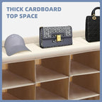 STORAGE MANIAC Stackable Shoe Cubby Organizer, Free Standing Shoe Cube Rack for Entryway, Bedroom, Apartment, Closet, 20-Cube Beige