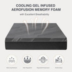 Queen Mattress 12 Inch Charcoal Memory Foam in a Box, CertiPUR-US Certified, Fiberglass Free, Gel Double Mattress, Made in The USA of US Foam, 80" × 60" × 12", Medium