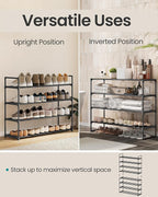 SONGMICS Shoe Rack, 4-Tier Shoe Organizer, Metal Storage Shelf, Upright or Upside Down, for 20-25 Pairs, Stackable, for Entryway, 11.8 x 36.2 x 29.5 Inches, Black ULSA14BK