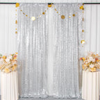 ShinyBeauty Silver Sequin Backdrop 2 Pieces, Photograph Background 7FTx7FT Shiny Gray Backdrop Curtains Panels Sparkly Backdrops Glitter Drapes for Weddding,Parties,Studio,Photo Decor（14FTx7FT）