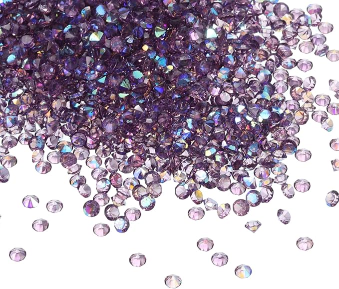 PATIKIL 14000Pcs Wedding Table Scatter Confetti Crystals 3mm Acrylic Diamonds Vase Fillers Gems for Table Centerpiece Decorations Bridal Shower Party, Dark Purple AB