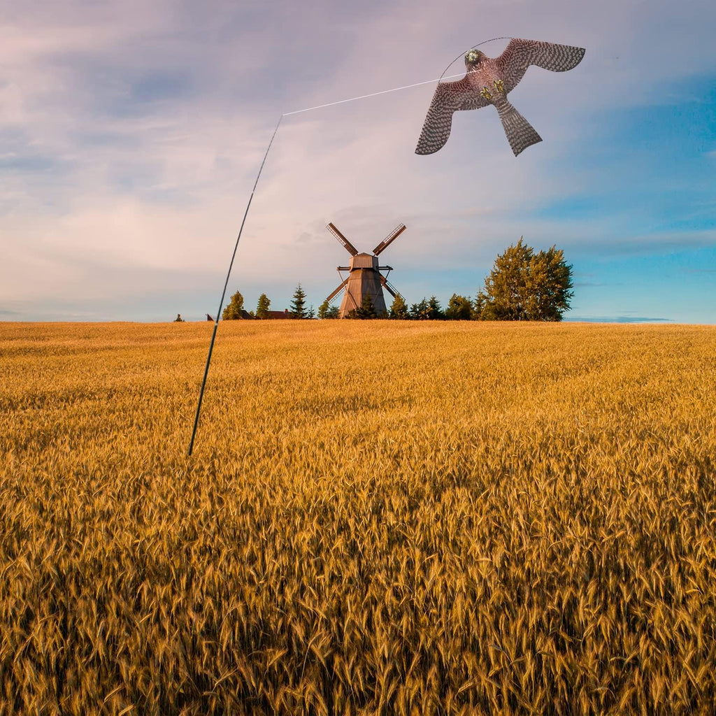 Bird Hawk Flying Kite with Pole Crops Farm Protector Bird Scarer Flying ONLY 6M Pole Without Kite