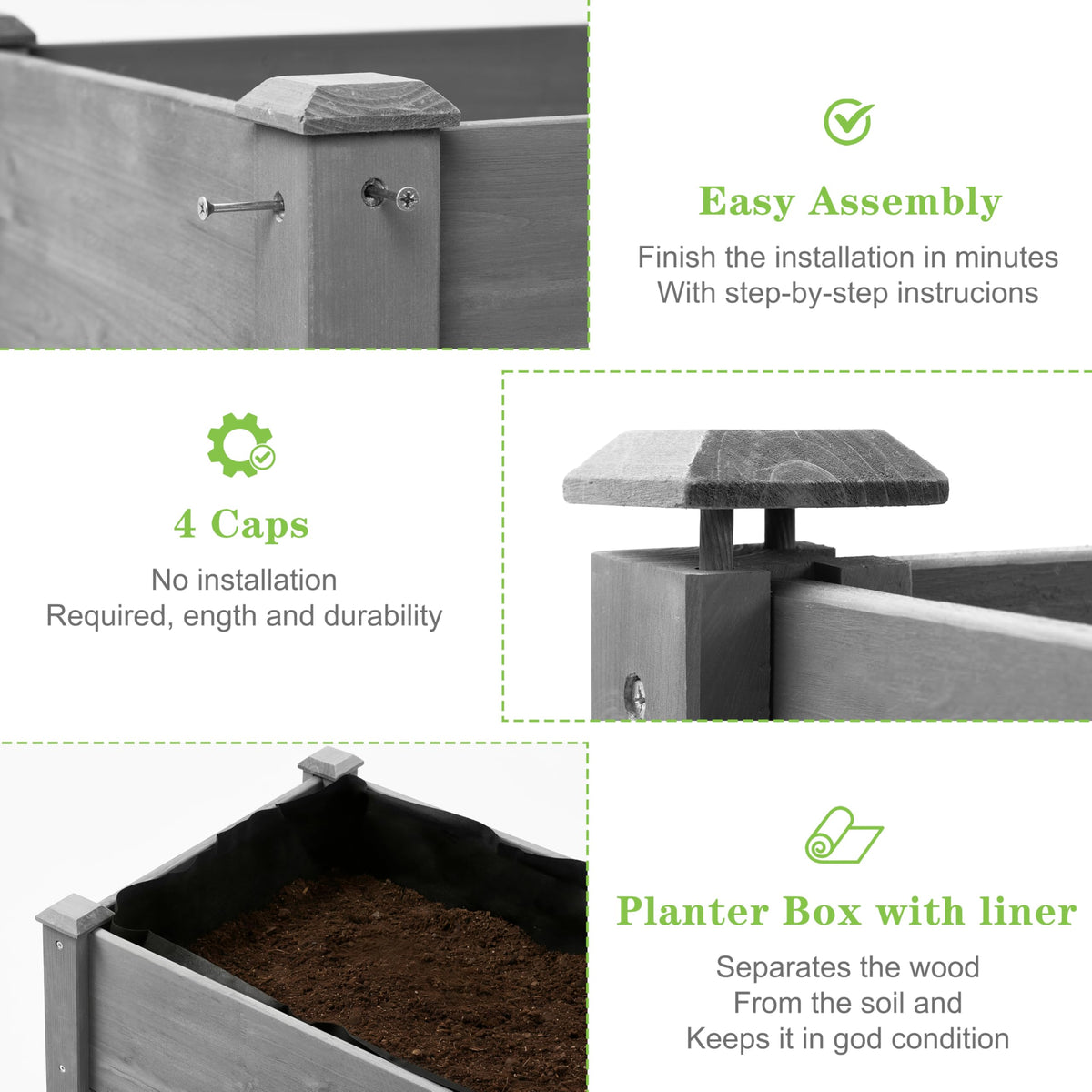 Raised Garden Bed with Legs, 48×24×30 Cedar Wood Elevated Planter Box