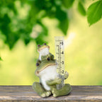 La Crosse 704-4114 5 in. Table Standing Polyresin Frog Rain Gauge