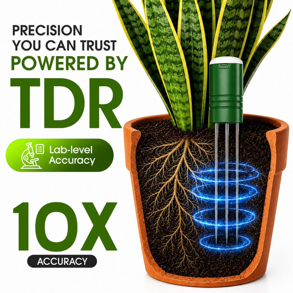 4-in-1 Soil Moisture Meter for Plants ,Soil Temperature /Moisture /Sunlight Time, Large Screen, Garden Soil Tester for Lawn, Farm, Houseplants，Wireless Indoor/Outdoor Plant Water Meter (Dark Black)