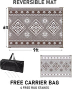 HiiARug Outdoor Rug for Patios Clearance 6'x9' Plastic Straw Rug Waterproof Reversible RV Mat Outdoor Area Rugs for RV, Backyard, Deck, Camping