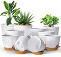 Utopia Home Self Watering Pots for Indoor Plants 6.8"/6.4"/5.9"/5.5"/4.9", Planters for Indoor Plants, Multi-Size Flowerpot, Set of 10 Plant Pots with Drainage & Reservoir (White)