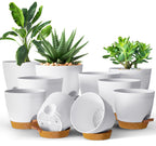 Utopia Home Self Watering Pots for Indoor Plants 6.8"/6.4"/5.9"/5.5"/4.9", Planters for Indoor Plants, Multi-Size Flowerpot, Set of 10 Plant Pots with Drainage & Reservoir (White)