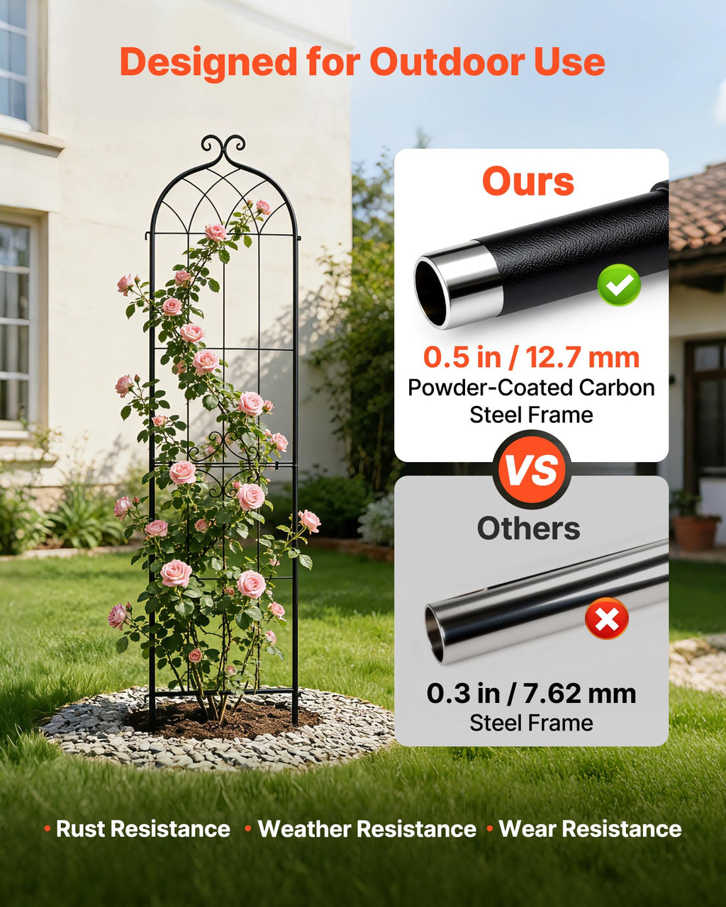 VEVOR 4 Packs Metal Garden Trellis for Climbing Plants Outdoor 87x21in, Rustproof Plant Tall Trellis for Rose Vine Flowers and Vegetables