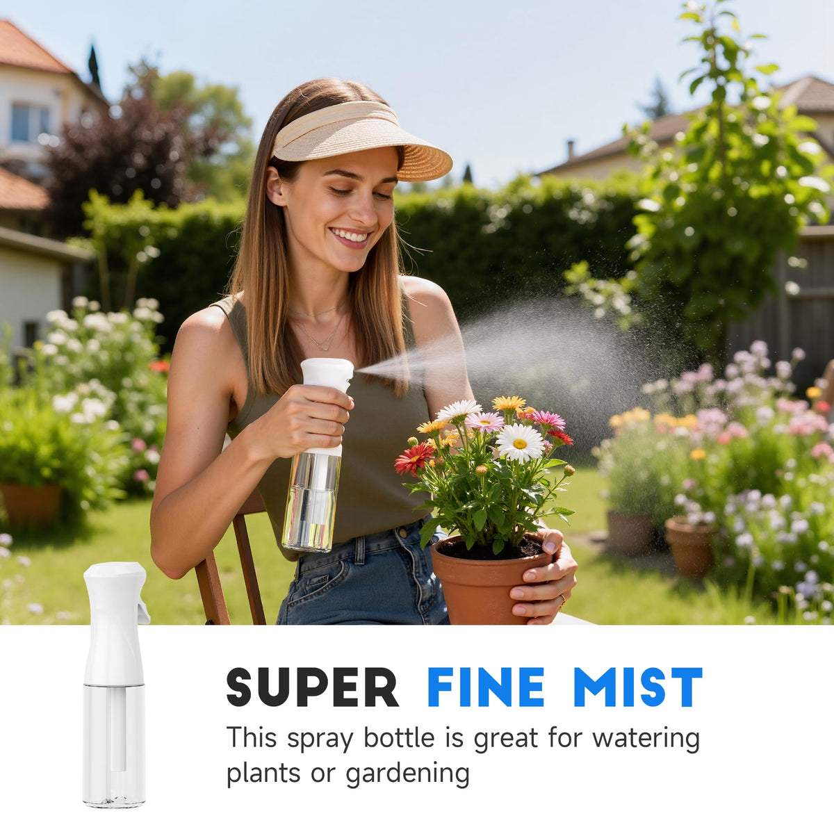 3 Pack Continuous Spray Bottle for Hair, 6.8 OZ Ultra Fine Mister Sprayer
