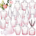 Inbagi Glass Vase, 20 Pcs Set of Small Vintage Flower Vases in Gradient Pink, Decorative Centerpieces for Home, Wedding Table, Christmas Decoration