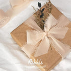 Ribbli Chiffon Ribbon - 1.5 inch x 30 Yard Handmade Silk, White/Ivory/Nude Fringe Chiffon for Wedding Invitations, Gift Wrapping, Bridal Bouquets, Flower Arrangement Decoration