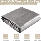 Yescom 20x30ft Heavy Duty Reinforced Poly Tarp Waterproof Tarpaulin 10-mil Ground Sheet Camping Tent Cover with Eyelets Reversible Silver Black Tarps