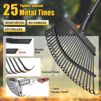 Rake for Leaves: Heavy Duty Metal Leaf Rake with 25 Tines- 18" Wide Head, 79" Splicing Handle, Durable Steel Yard Lawn, Garden,Camping Clean Gardening Tools for Thatch Grass Leaves Gravels Mulch