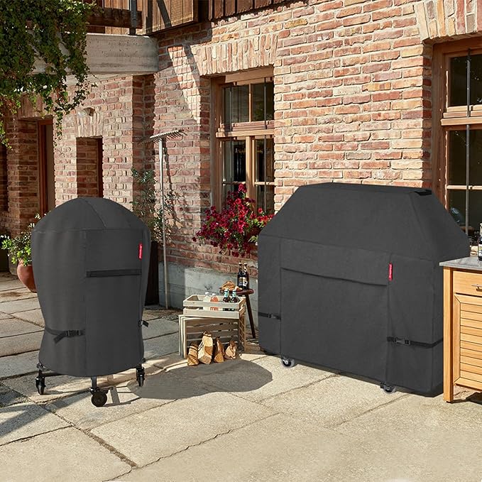 Porch Shield Outdoor Charcoal Kettle Grill Cover 22 inch Waterproof 600D Round Smoker Cover Fits Most Kettle Grill 27" Dia x 35" H, Black