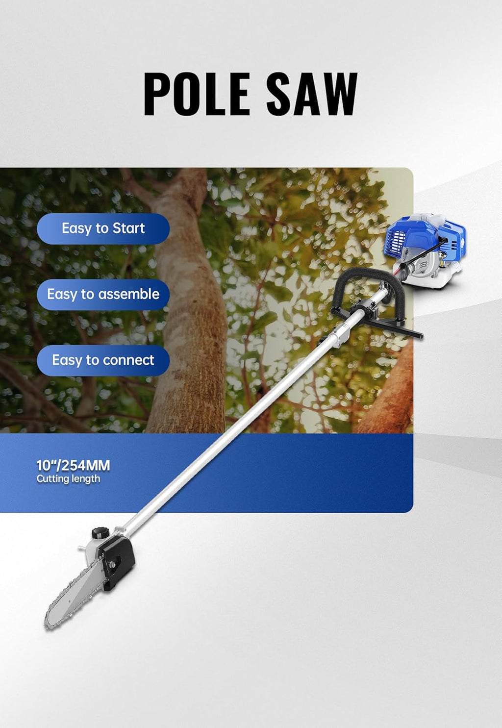 WILD BADGER POWER 26cc Weed Wacker Gas Powered, String Trimmer/Edger, Pole Saw, Hedge Trimmer and Brush Cutter Blade, 4-in-1 Multi Yard Care Tools, Rubber Handle & Shoulder Strap Included