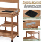 Yaheetech Potting Bench with Sink & Drawer, Outdoor Gardening Table, Brown