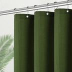 Green Stall Shower Curtain Waffle Weave Fabric, Luxury Waterproof Shower Curtains, 256GSM Heavy Duty Camper Shower Curtain for Travel Trailers with 6 Metal Hooks, 36Wx72H Bright Green