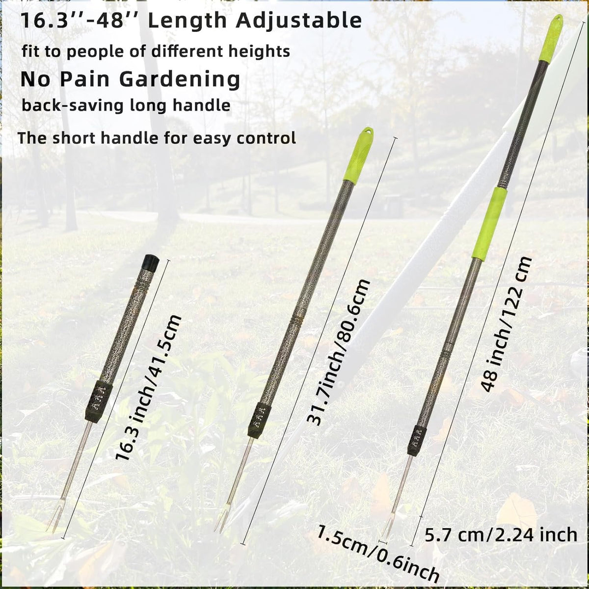 Weed Puller Tool, 48" Long Handle Weeder Puller Tool with Soft Foam Grip, Upgrade V-Shaped Forks Weed Remover Tool for Easy Weed Removal & Deeper Root Digging Gardening Hand Tools