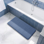 Yimobra Large Bath Mat 36"x24", Super Soft Quick Dry Memory Foam Bathroom Rug, Water Absorbent, Non Slip Backing Machine Washable for Tub Shower, Thick Comfort Support, Denim Blue