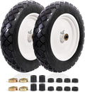 MZREXN 4.80/4.00-8" Flat Free Tire and Wheel 15" Solid Wheelbarrow Tires, 3.00-4.00/4.80-8" with 5/8" & 3/4" Bearings, 3" Centered Hub for Hand Truck Garden Trailers Utility Cart Yard Wagon 2PCS White
