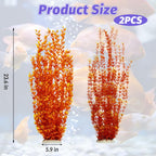 Hamiledyi Aquarium Plastic Plants Aquarium Decor Artificial Fish Tank Plants,Tall Fish Tank Decorations, Extra Large Aquarium Plant 23.6-inch Tall,2PCS（Orange Style A）