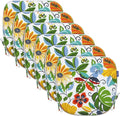 SleepMan Outdoor 17"x16" Chair Cushions with Ties Set of 6, Water Resistant All Weather U-Shape Seat Pads for Patio Garden Furniture Indoor Fade Resistant Patio Cushions (Flower World)
