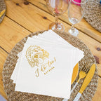 Luxury Personalized Illustrated Dog Wedding Napkins, Personalized Photo Napkins for Dog, Custom Wedding Cocktail, Bridal Shower, Engagement Party
