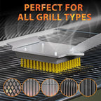 ENLOY Grill Brush and Scraper for Barbecue, 17" Grill Brush for Outdoor Grill, Extended Rosewood Handle and 2 Replaceable Copper Wire Brush Heads, Grill Cleaning Brush Grill Accessories for Most Grill
