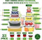 RockBerry 66 Pcs Large Food Storage Containers with Lids Airtight-Total 19075ML Stackable Kitchen Bowls Set(31 Containers,31 Lids) 2500ML to Small Box-BPA Free Leak proof Plastic Boxes-Microwave safe