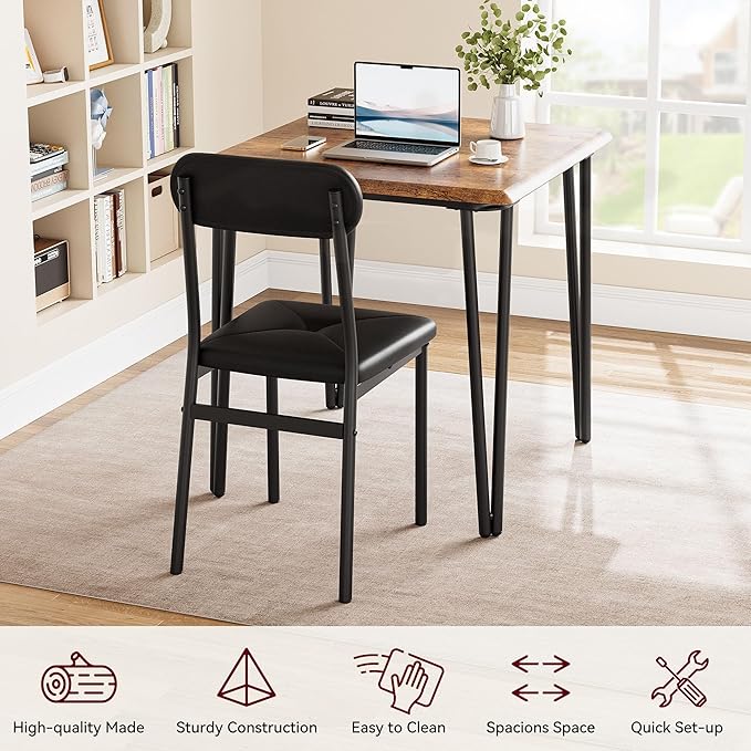 GarveeHome Dining Table Set for 2, Kitchen Table with Upholstered Chairs for Kitchen Room and Small Spaces (Vintage, Table with 2 Chairs)