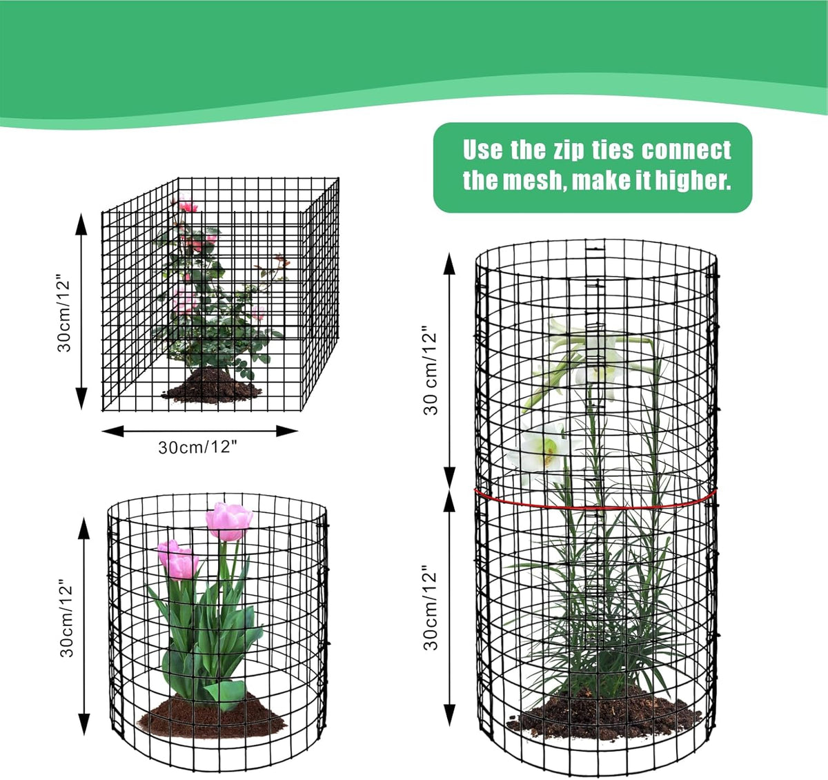 Eunika 8 Pack Round Plant Protector from Animals,24 Pcs 12" x 12" Metal Mesh to Keep Animals Out Wire Plant Protectors for Rabbits Chicken Duck Barricades for Garden Vegetable Flowers Protection