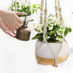 Mkono Macrame Plant Hanger Indoor 35 Inch Hanging Planter Basket Ivory 1Pc