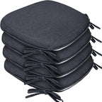 SleepMan Outdoor 17"x16" Chair Cushions with Ties Set of 4, Water Resistant All Weather U-Shape Seat Pads for Patio Garden Furniture Indoor Fade Resistant Patio Cushions (Grey Black)