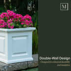 Mayne Nantucket 20in Self-Watering Square Planter, Black