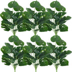 RECUTMS 6 Bundles Fake Plants Artificial Tropical Palm Leaves Tree Faux Monstera Shrubs Green Plant Turtle Leaf Stems UV Resistant Greenery Indoor Outdoor Home Garden Office Bouquet Filler Decor
